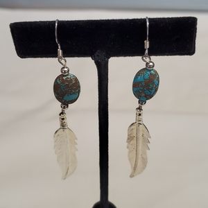 Silver leaf earrings